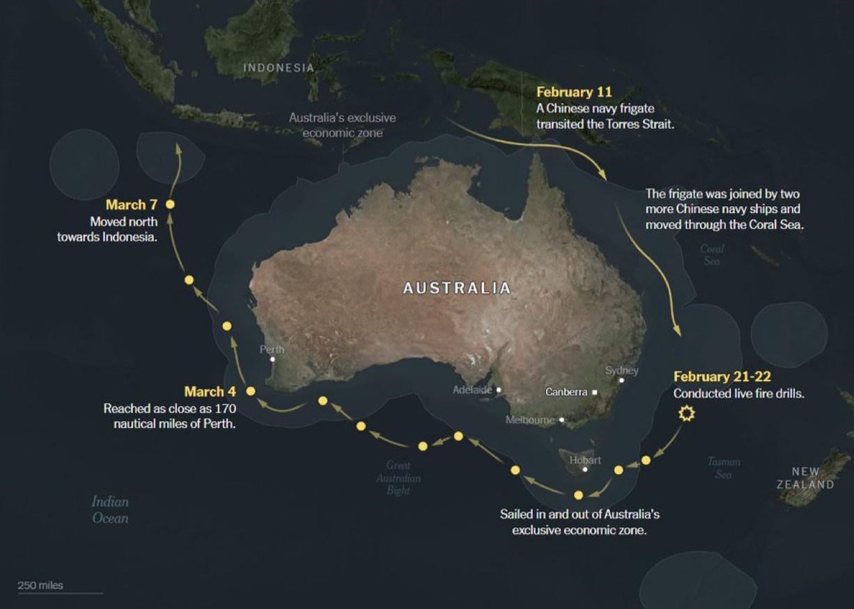 Chinese Navy drills around The Coast of Australia : r/MapPorn Chinese Navy drills around The Coast of Australia : r/MapPorn