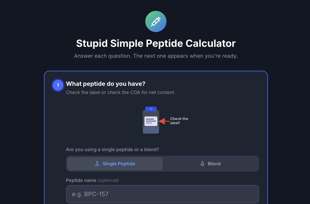 bpc 157 reconstitution calculator Peptide Reconstitution Calculator main image 1