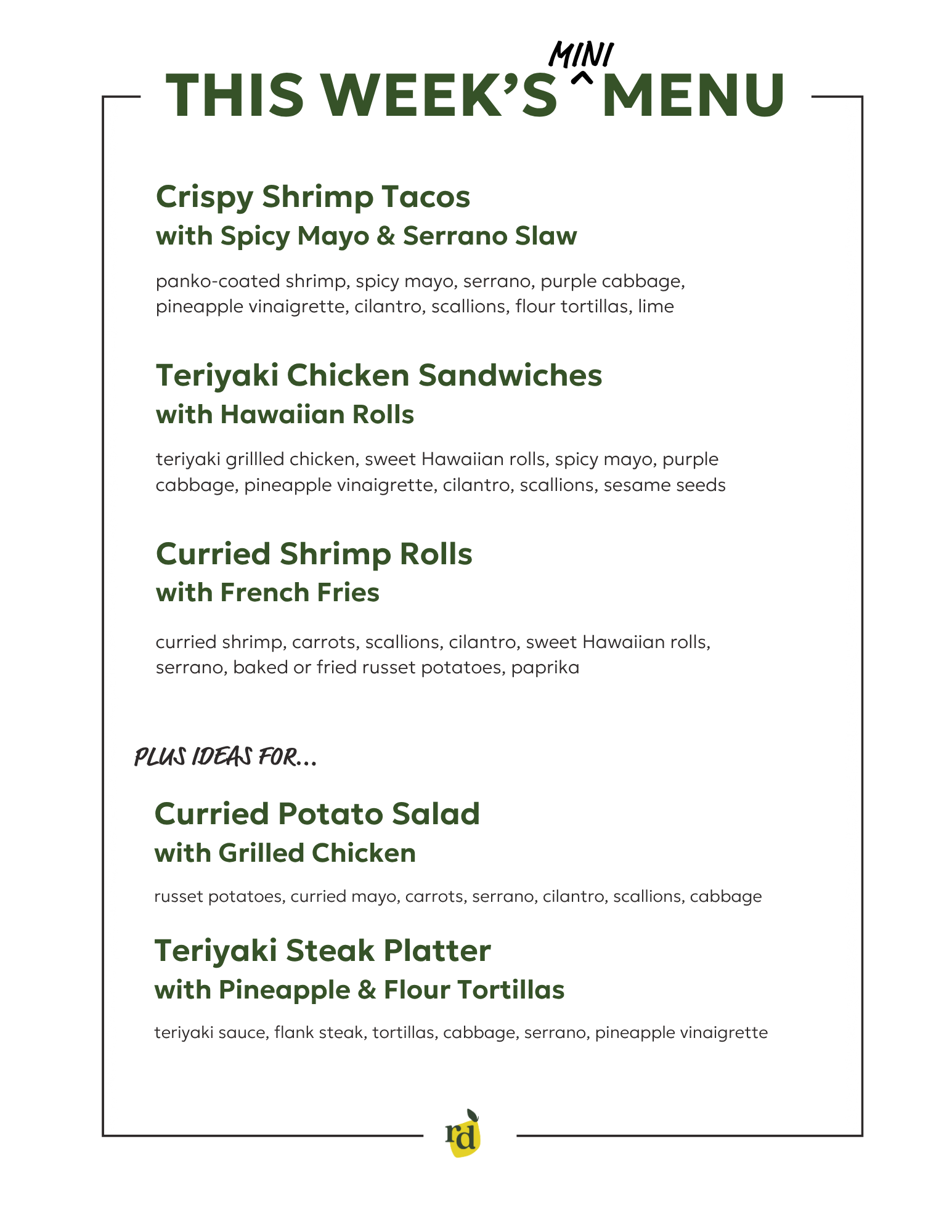 Whatever Menu If You Need A Menu to Get Back On Track...