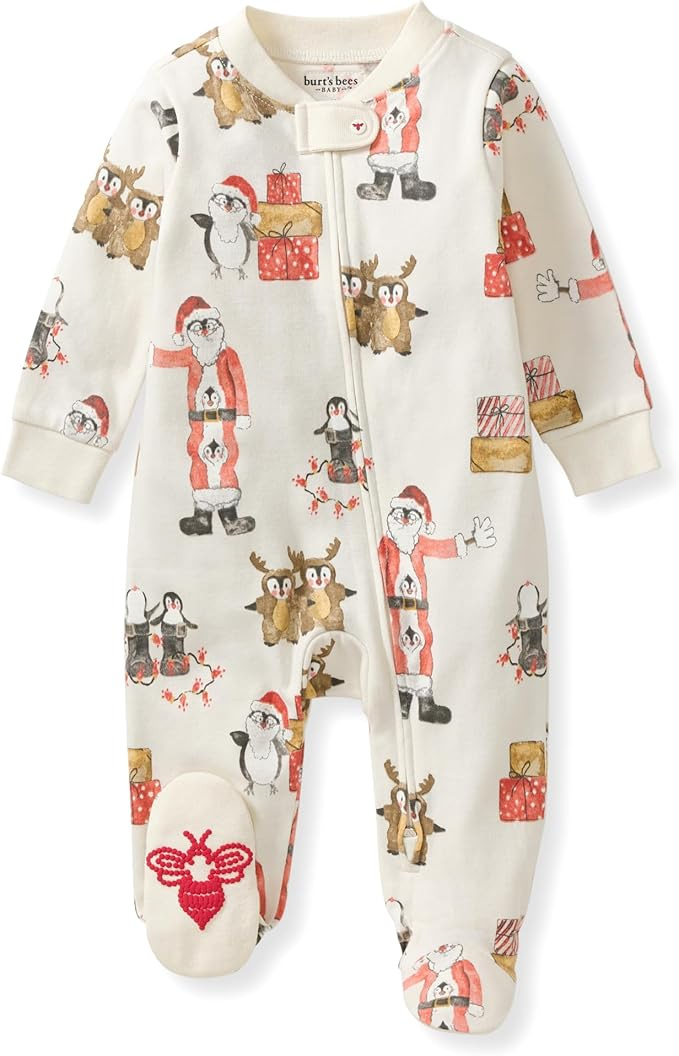 Burt&#39;s Bees Baby baby-girls Sleep and Play Pjs, 100% Organic Cotton One-piece Zip Front Romper Jumpsuit Pajamas