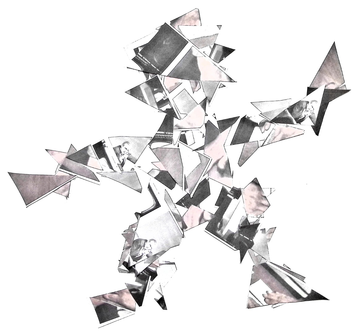 Burroughs and Engelbart images, cut and rearranged into what looks to be a human form.