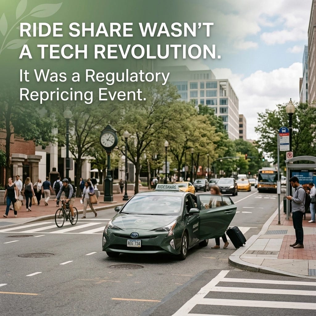 [HERO] Ride Share Wasn’t a Tech Revolution. It Was a Regulatory Repricing Event.