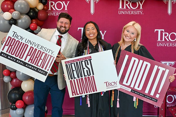 TROY to YOU: Tatum to Troy University graduates: 'Show up'; Mother and daughter graduate TROY together in Spring Commencement; Montgomery Campus Commencement set for May 21 TROY to YOU: Tatum to Troy University graduates: 'Show up'; Mother and daughter graduate TROY together in Spring Commencement; Montgomery Campus Commencement set for May 21