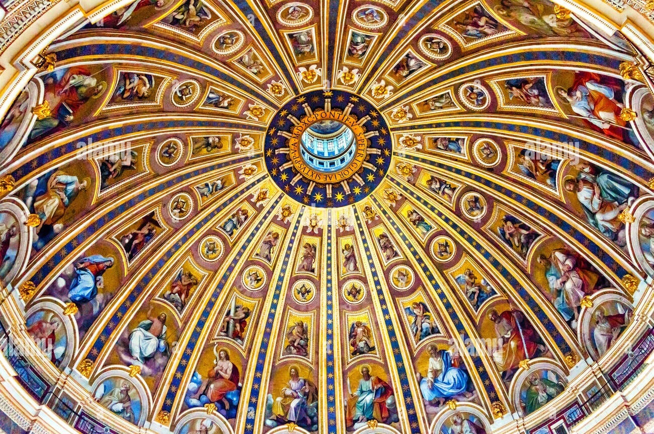 Michelangelo Dome, Saint Peter's Basilica, Vatican, Rome, Italy. Dome built  in 1600's over altar and St. Peter's tomb Stock Photo - Alamy