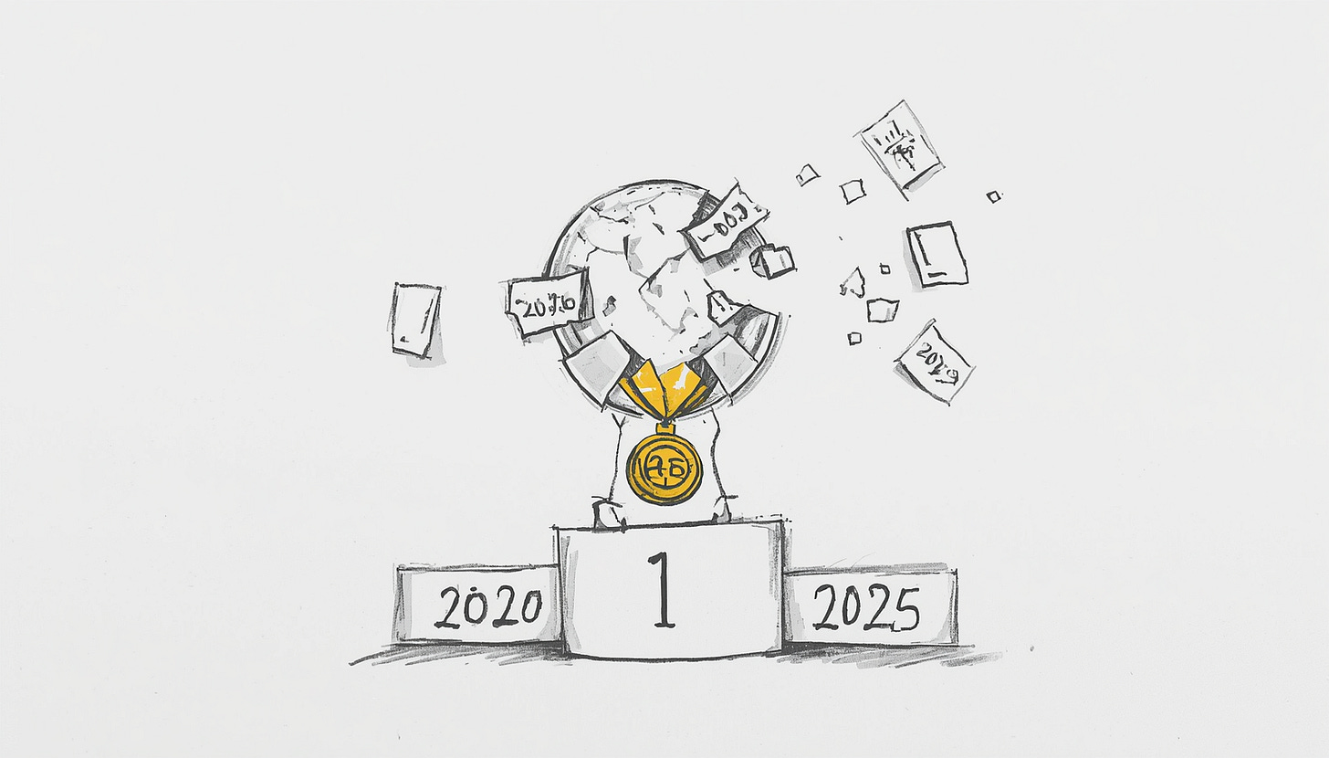 Globe with years 2020 and 2025 Globe with years 2020 and 2025