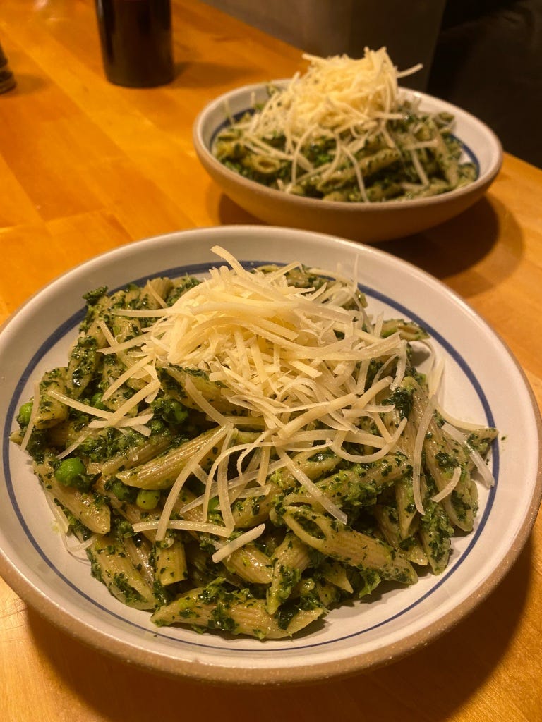 Pesto with peas