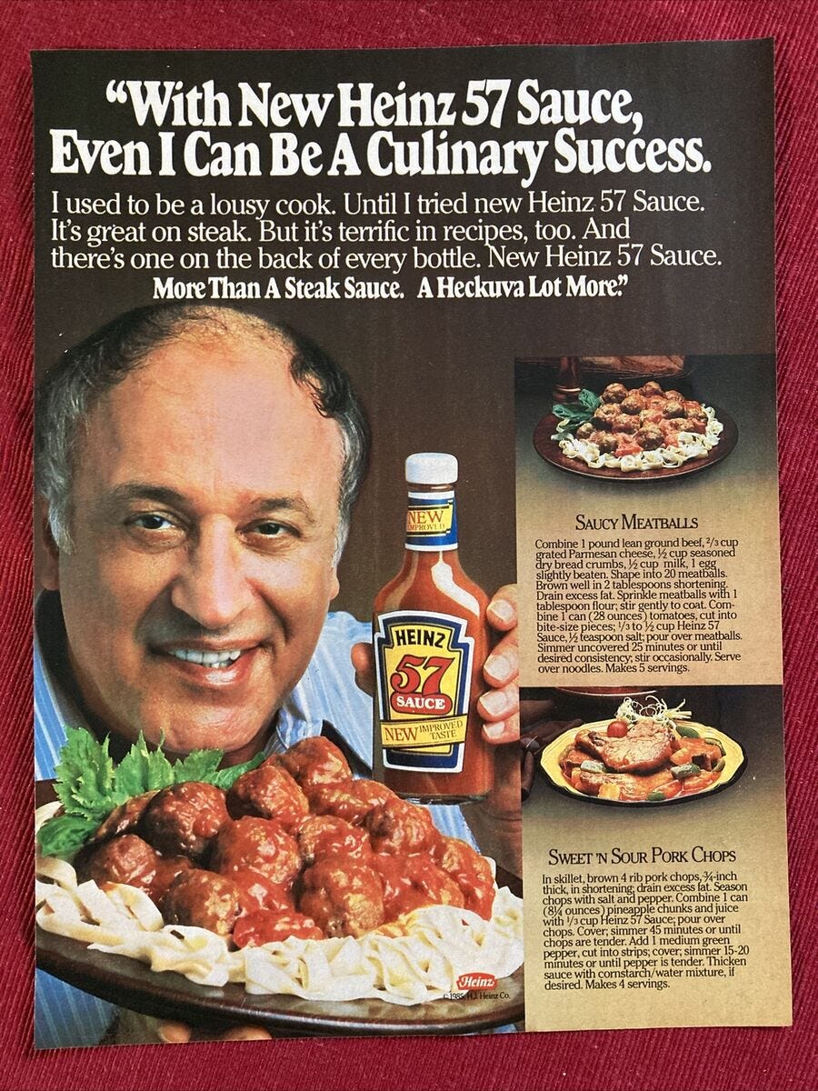 Vic Tayback for Heinz 57 Sauce 1985 Print Ad - Great To Frame! | eBay