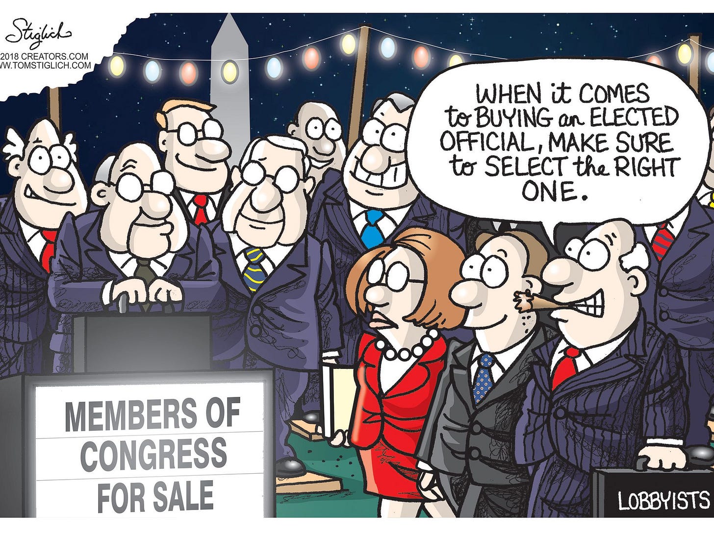 Political cartoon U.S. members of Congress for sale buying elected  officials lobbyists | The Week
