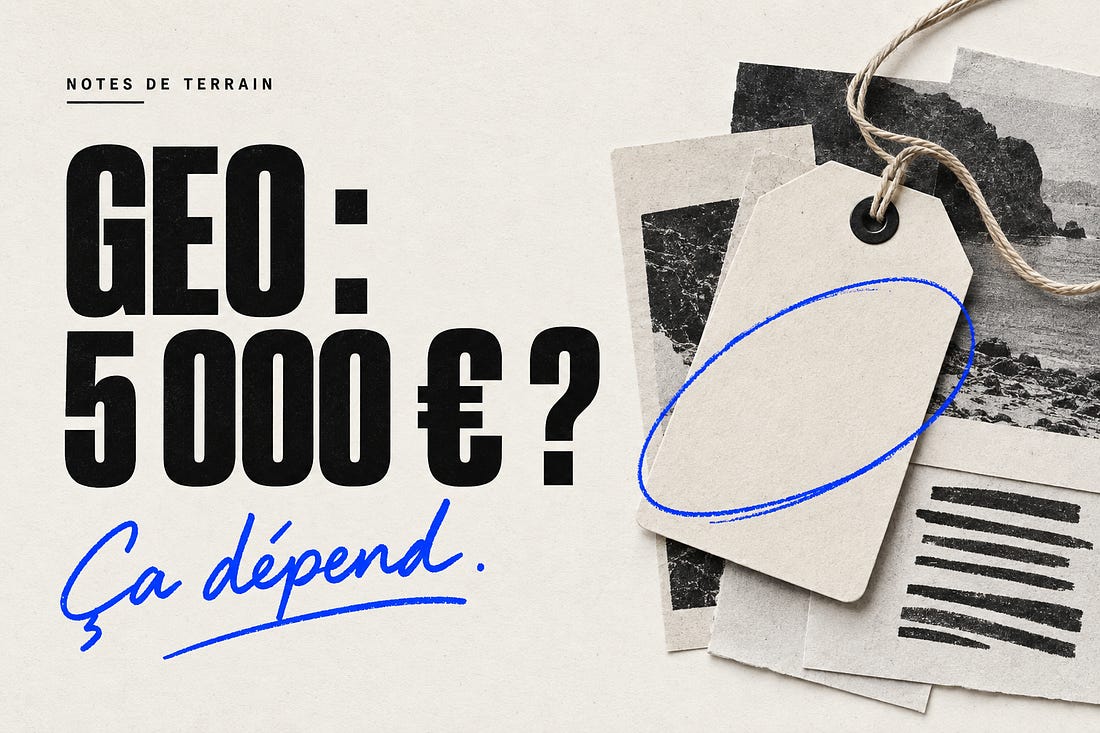 GEO : 5 000 € ? Ça dépend. Couverture Notes de terrain, papier ivoire et annotation bleue.