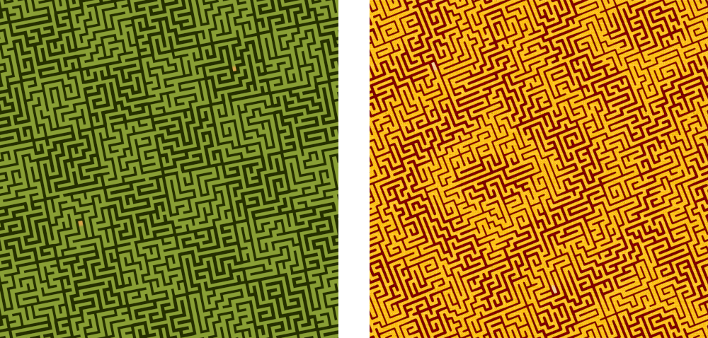 two different repeat patterns featuring halftone mazes two different repeat patterns featuring halftone mazes