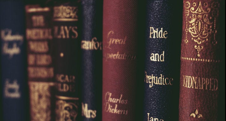 old classic books on a shelf