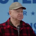 Here's Your Boy Tim Walz Clowning On Old Dumbstupid Pudding Brain Donald Trump