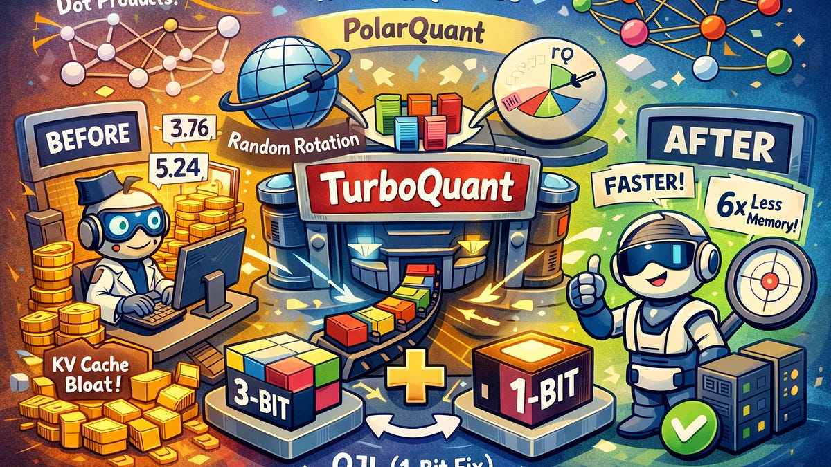 Illustration of Google's TurboQuant compressing high-dimensional AI vectors while preserving geometry