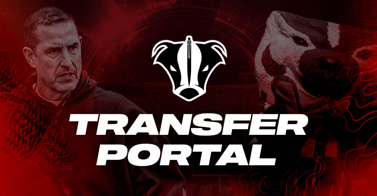 BadgerNotes transfer portal tracker graphic for the Wisconsin football program
