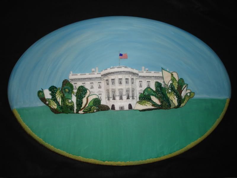 beaded White House trees Barack Obama pop art relief painting beading blog bead artist beadwork beaded White House trees Barack Obama pop art relief painting beading blog bead artist beadwork