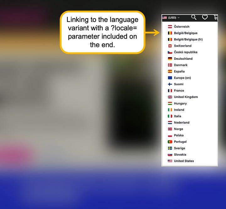 How to deal with the language selector at international websites