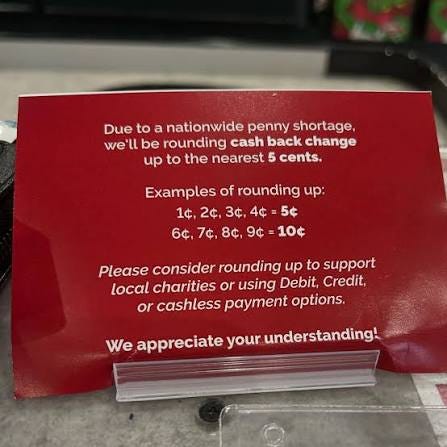 Y'all, is this for real? 😳 I went to Harris Teeter today and saw a sign at checkout about a penny shortage. Am I that behind? I knew they were eventually going Y'all, is this for real? 😳 I went to Harris Teeter today and saw a sign at checkout about a penny shortage. Am I that behind? I knew they were eventually going
