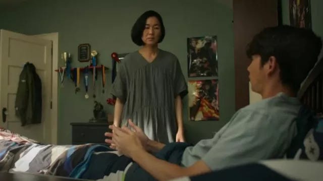 Atelier Delphine Lihue Dress, Hunter Green worn by Laurel Park (Jackie  Chung) as seen in The Summer I Turned Pretty (S03E03) | Spotern