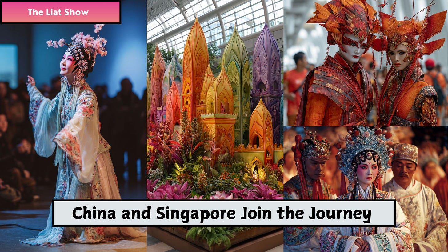 Liat Portal for The Liat Show presents a vibrant set of Chinese cultural expressions: classical opera costumes, elaborate headdresses, colorful festival displays, and traditional performance art. These visuals capture the deep heritage of Chinese storytelling, echoing the way The Liat Show brings together ancient traditions and modern narratives. The connection illustrates how art, music, and culture transcend borders and resonate across communities.