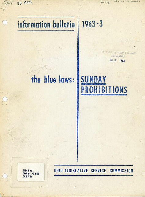 old newspaper articles/posters from the prohibition era encouraging tighter Sunday Blue Law enforcement