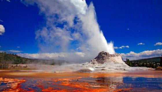 Brilliant thermophilic microorganisms paint the waters surroundi Brilliant thermophilic microorganisms paint the waters surroundi