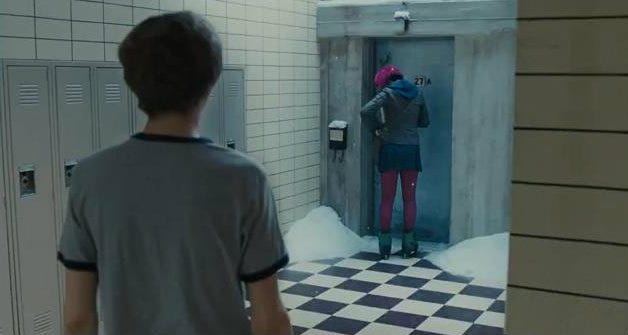 Dream sequence in Scott Pilgrim (2010) where Scott drifts between spaces from the bathroom, to a school hallway, and finally to his house Dream sequence in Scott Pilgrim (2010) where Scott drifts between spaces from the bathroom, to a school hallway, and finally to his house
