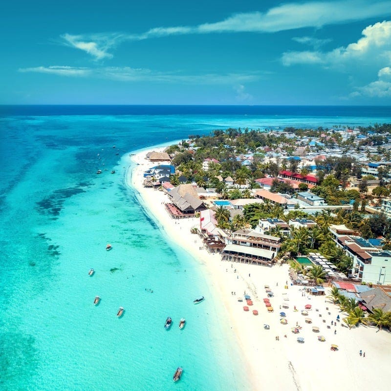 Aerial View Of Zanzibar, Tanzania, East Coast Of Africa, An Island On The Indian Ocean
