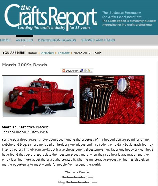 thelonebeader Lone Beader Crafts Report beads featured bead artist Boston beading magazine publication thelonebeader Lone Beader Crafts Report beads featured bead artist Boston beading magazine publication