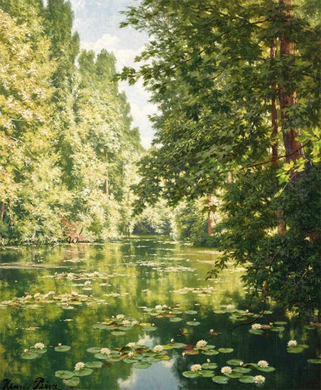 Water Lilies on the Marne, Henri Biva Water Lilies on the Marne, Henri Biva