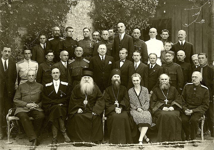 Wrangel with ROVS officials, Belgrade, 1927;  Generals Kutepov and Shatilov standing in front of ROVS (Gallipoli/Centre, Paris) offices.