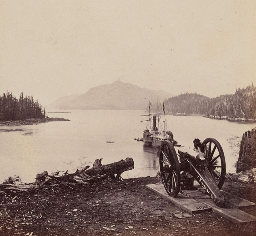 View from Fort Tongass, Alaska in 1868.