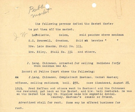images of typewritten text, brown boxes on shelves and color map of building foot prints