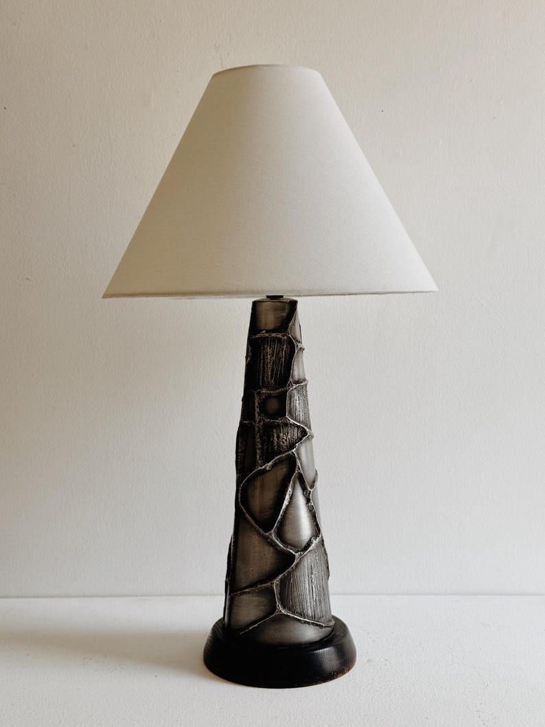 Mid 20th Century Solid Metal Sculptural Heavy Brutalist Lamp image 1