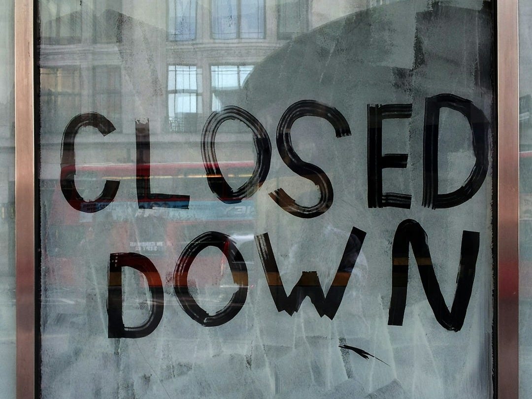 glass window with Closed down print