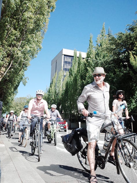 Tours: Bike with Us: Deliver Goods in the Zero-Emission Delivery Zone, Transit Tour to Tigard’s Power to the Pedal E-Bike Share Pilot, Inviting Joy and Wonder Through Walking: A Forest Bathing-Inspired Experience, TriMet’s Powell Bus Operations Facility, Annual OATS Bike Ride