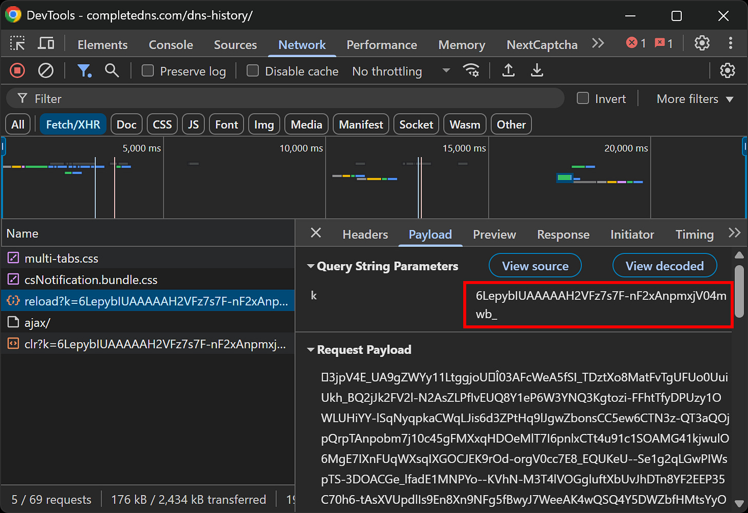 he Google reCAPTCHA site key exposed by an API call to the reCAPTCHA API endpoints