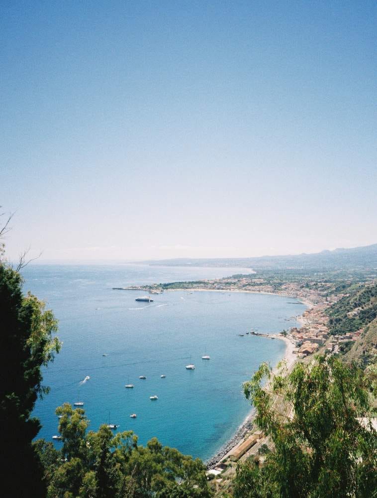 A photo of the coastline of Sicily
