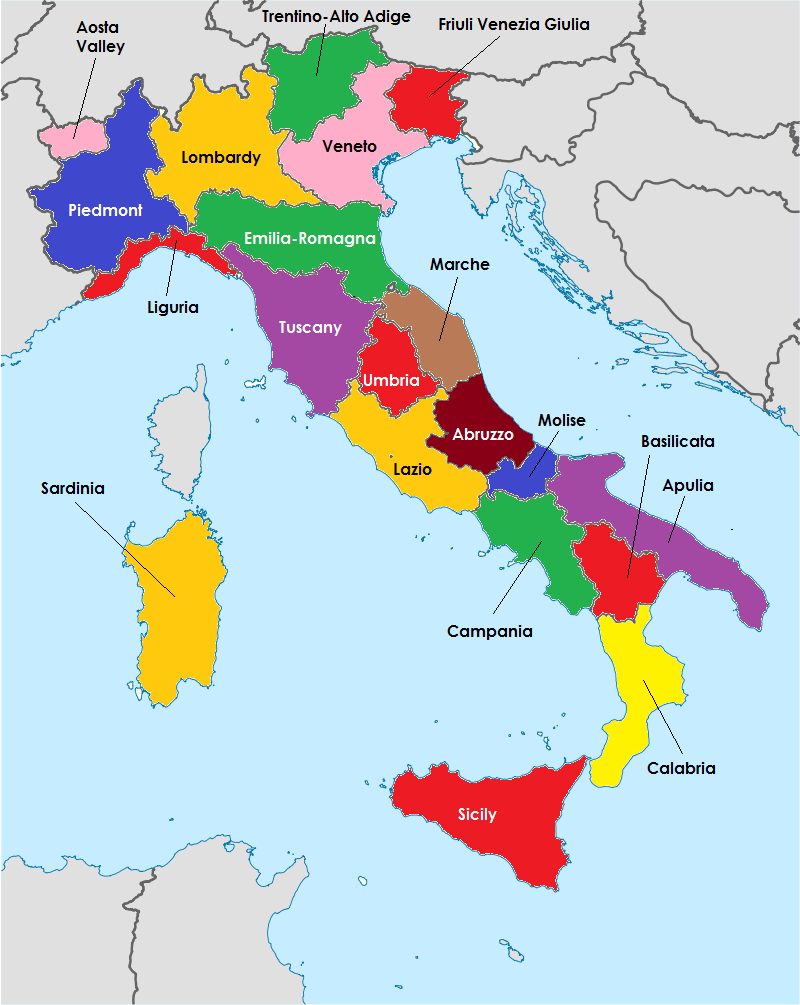 The regions of Italy