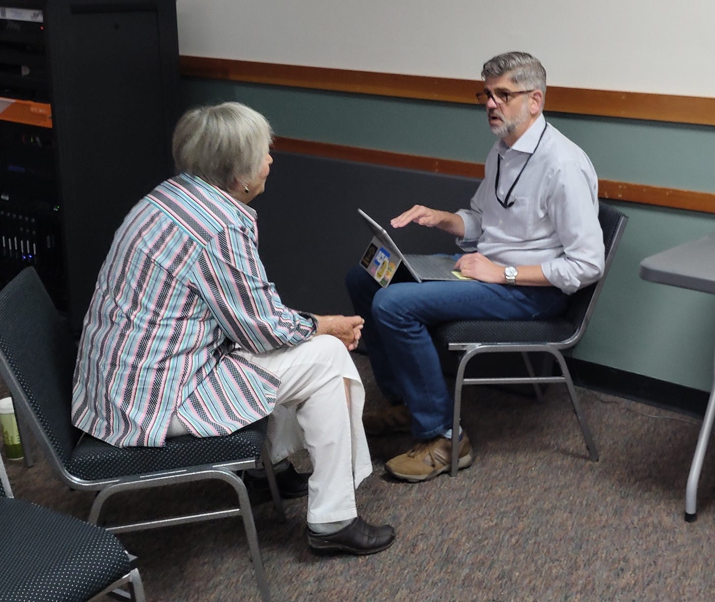 Commissioner Ozias meets with Norma Turner after Tuesday's meeting. (2 of 2) (2 of 2)