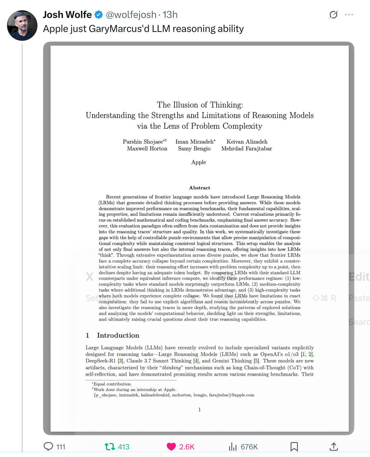 Apple's Latest Paper Raises Serious Concerns for LLMs