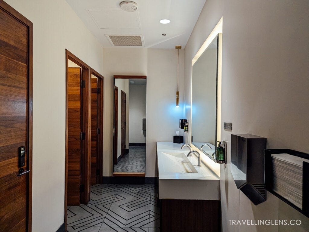 Las Vegas airport Amex Centurion Lounge, restroom.