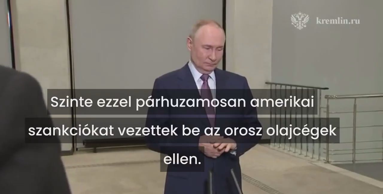 Vlagyimir Putyin válaszolja meg, mit gondol a jelenlegi európai szankció-csomagról, az amerikaiakkal készülő béketárgyalásról! - Videó magyar felirattal
