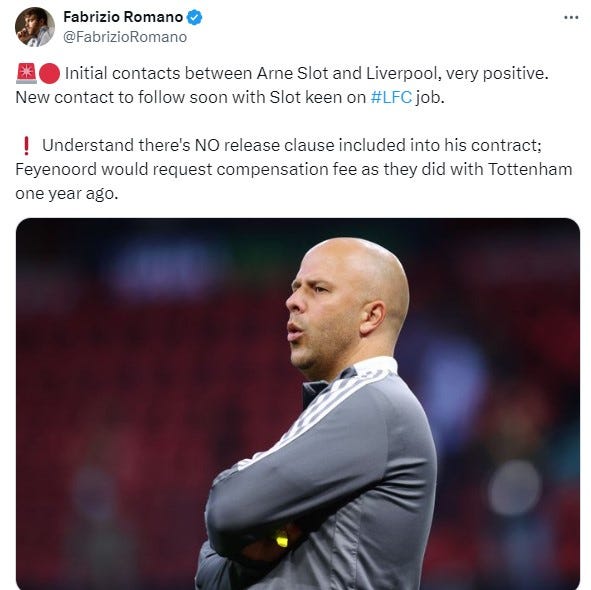 Arne Slot Feyenoord Premier League Liverpool