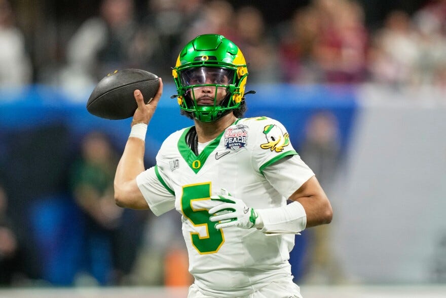 Oregon QB Dante Moore is undecided on the NFL draft or another year with the Ducks