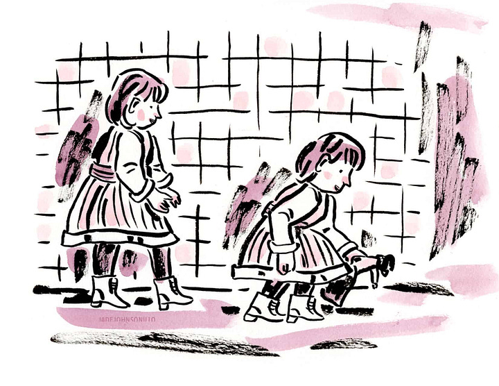 little girl and woman illustrations by Jade Johnson