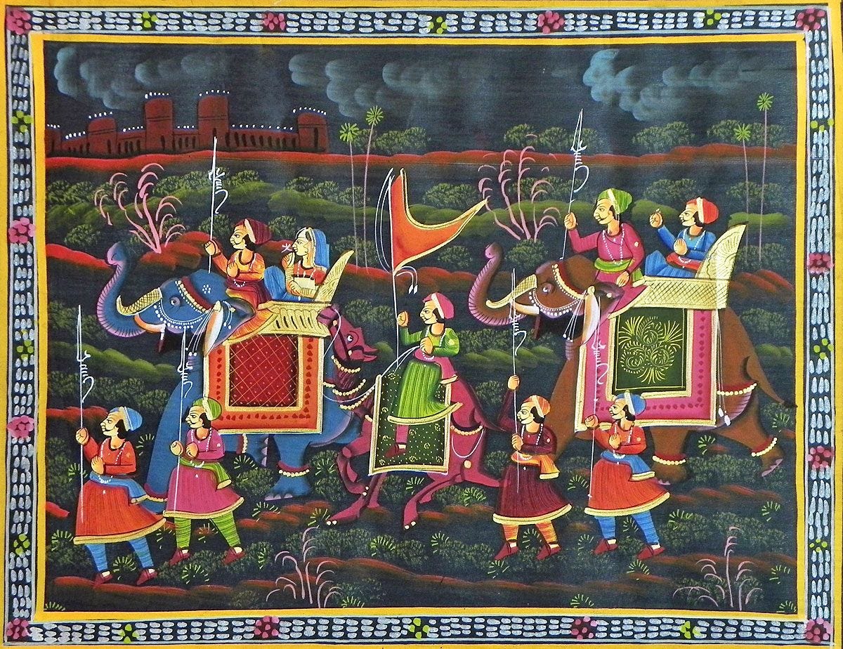 Royal Ride - Buy Online Miniature Painting on Silk
