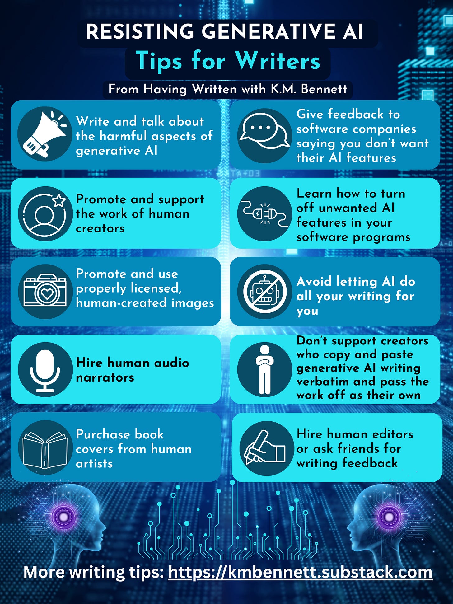 Ideas for resisting generative AI. The image largely repeats the list that comes before it but in a visual format. 