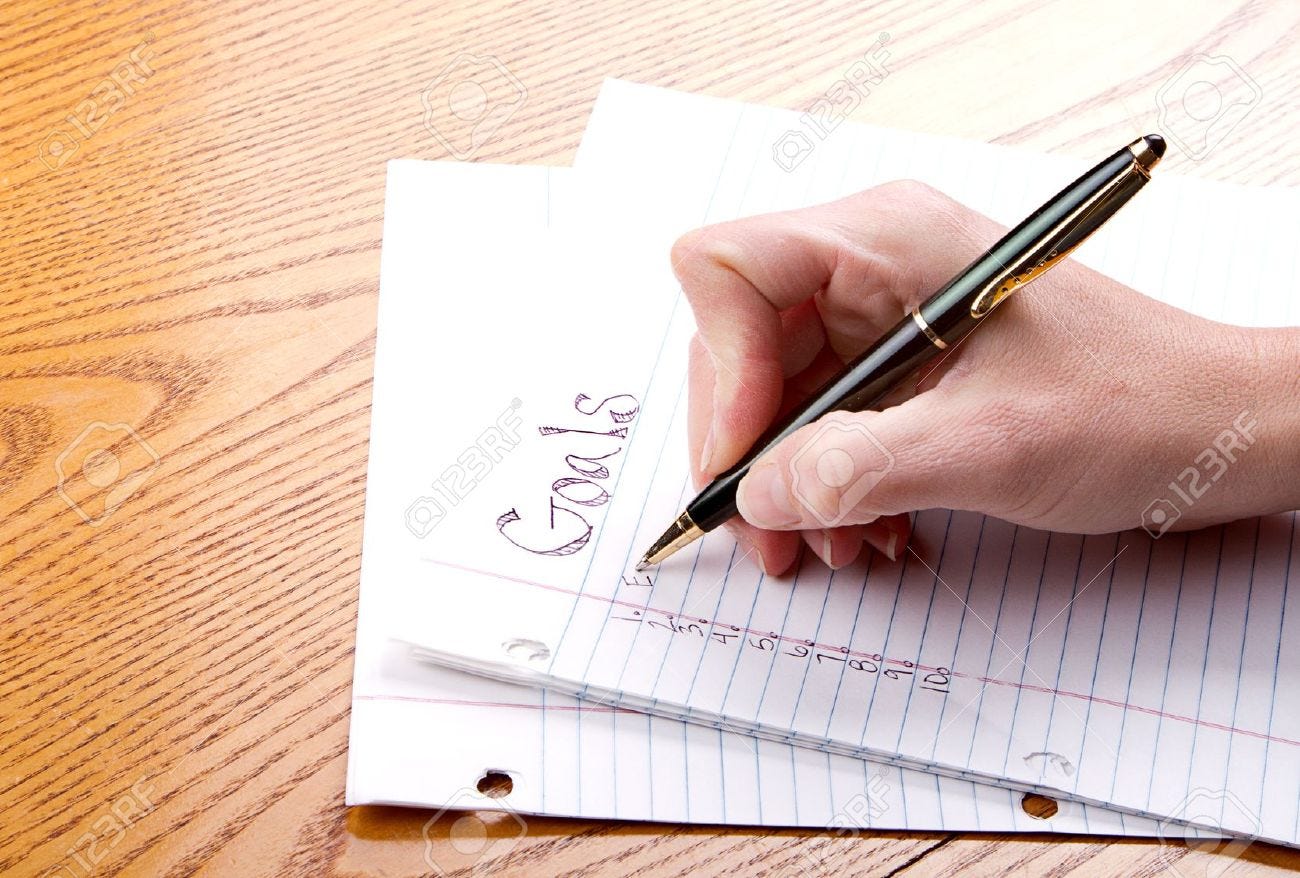 Person Writing Goals On A Paper Stock Photo, Picture And Royalty Free  Image. Image 16732976.