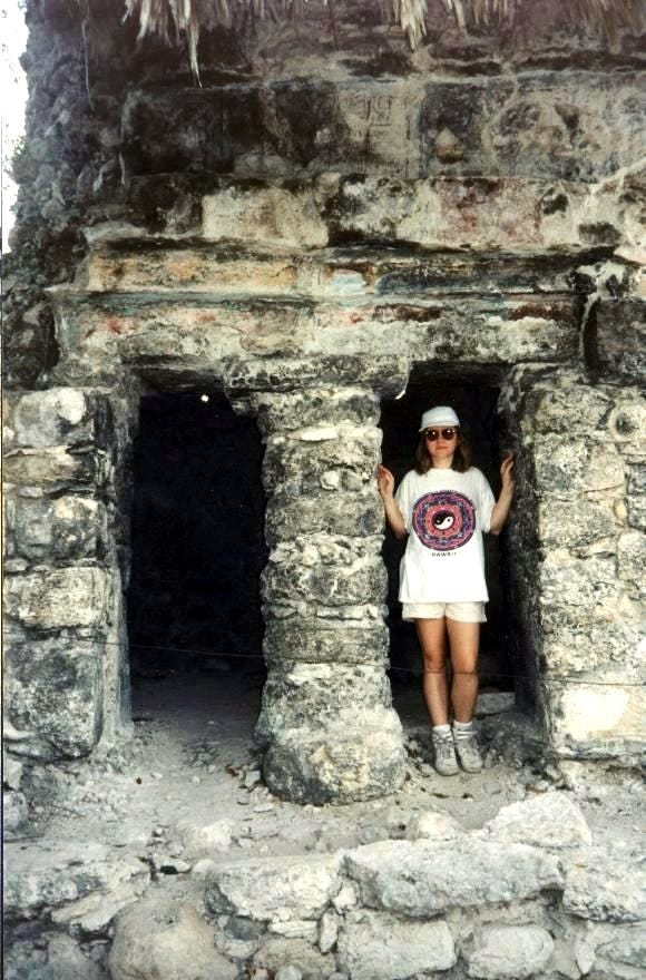 Pyramid of the painted lintel in 1995 Pyramid of the painted lintel in 1995
