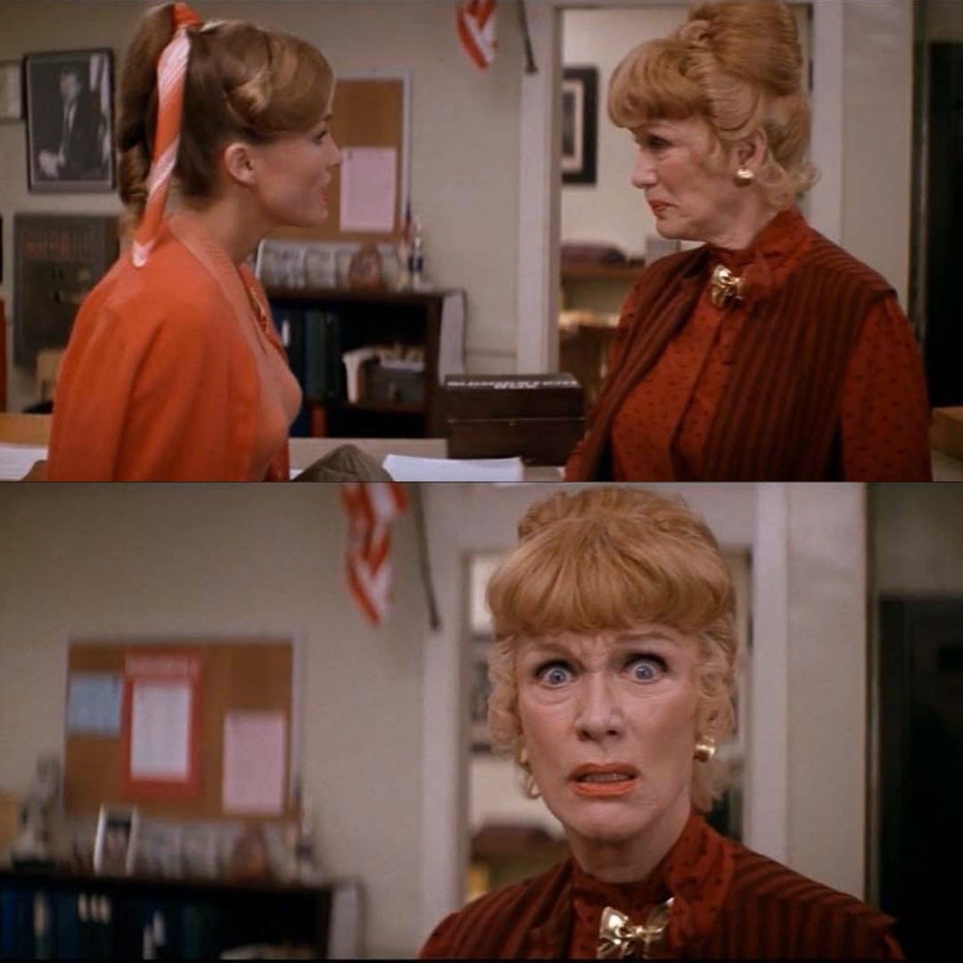 my favorite part of grease 2 is when a girl walks up to mcgee and tells her  that she is worried cause she missed her last two periods and mcgee told her
